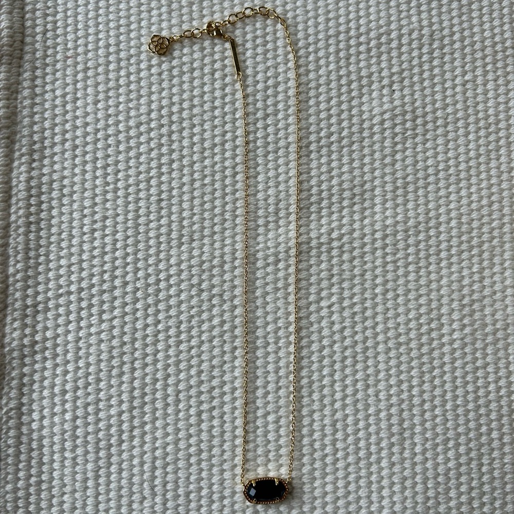 Kendra Scott Elisa Gold Pendant Necklace in Black Opaque Glass